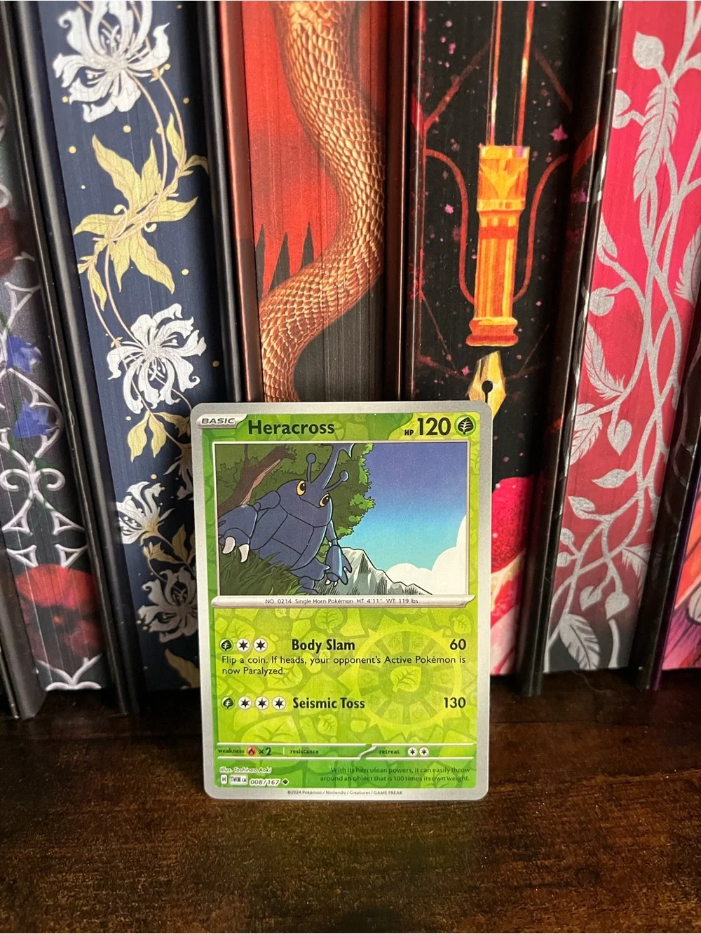 Heracross Pokémon Reverse Holo Card Twilight Masquerade 008/167